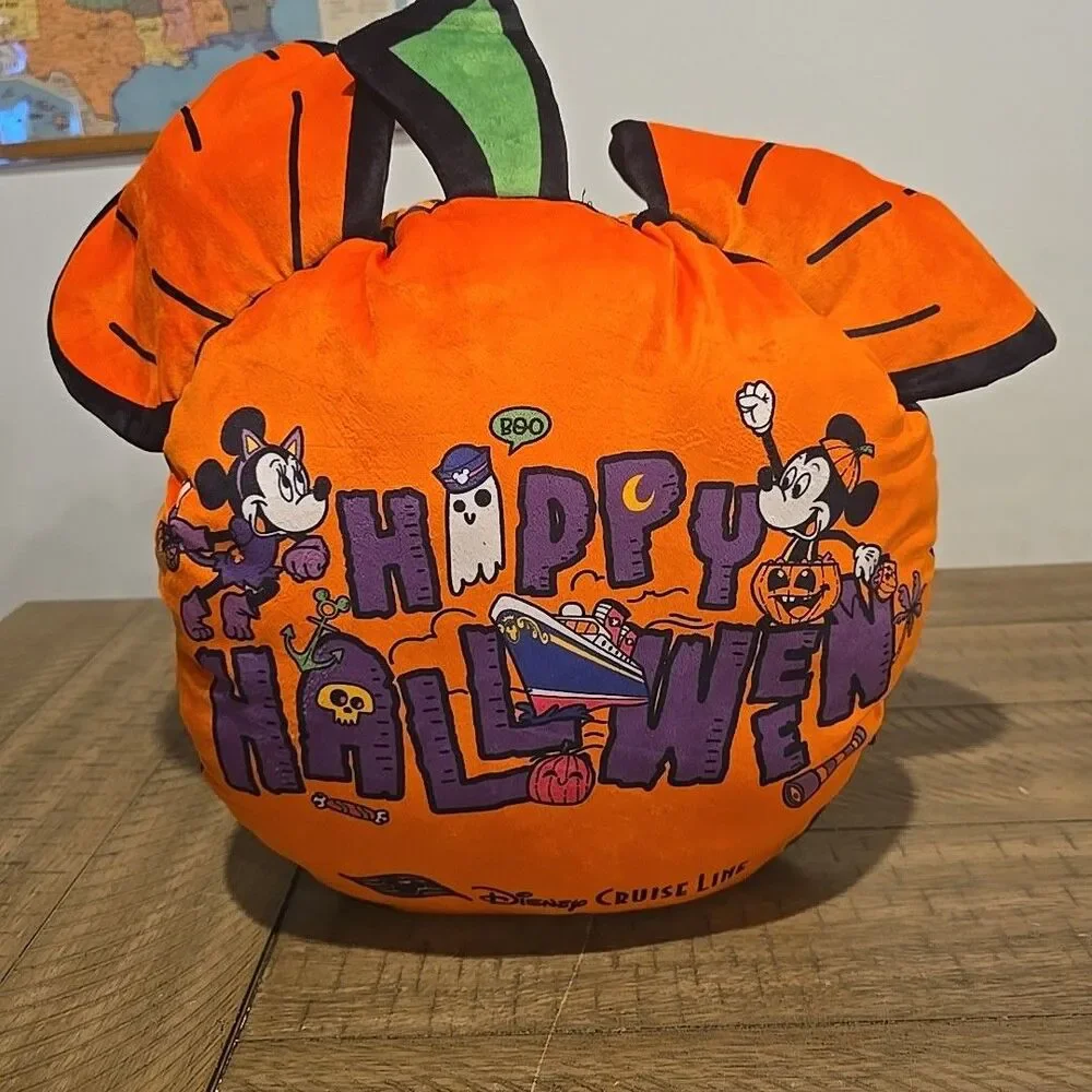 Disney Cruise Line Happy Halloween Pillow Mickey Mouse Pumpkin Jack-o-lantern